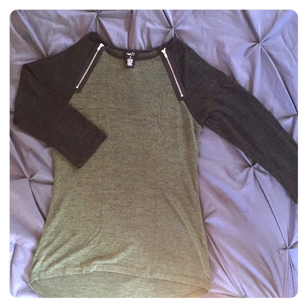 Rue 21 green zipper top.